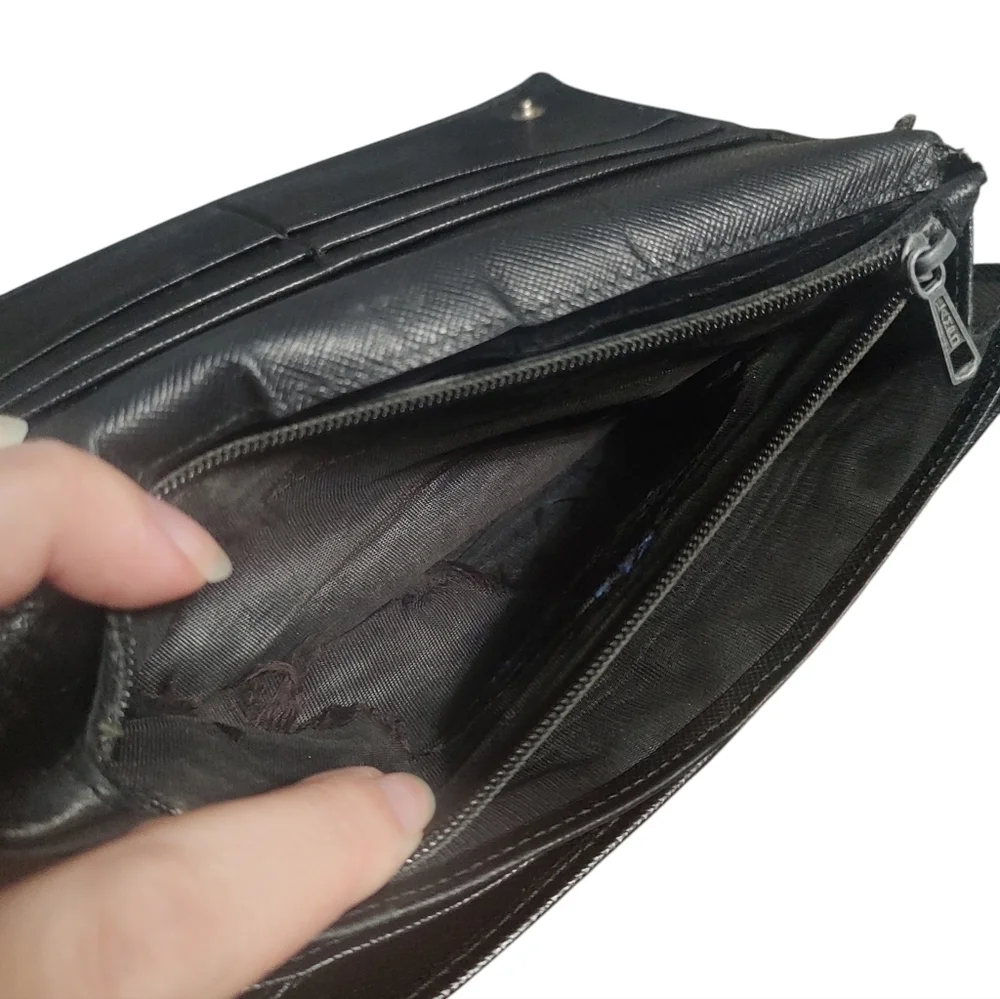 Prada Black Leather Long Wallet